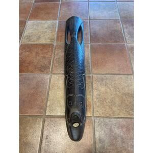 Large Hand Carved Wooden Fish Sculpture: Indonesian Folk Art